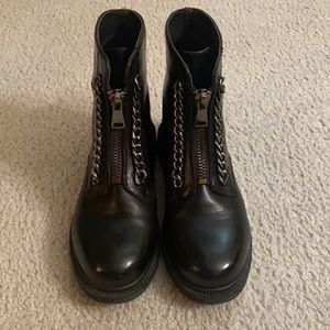 Zipped Black Combat Style Boots